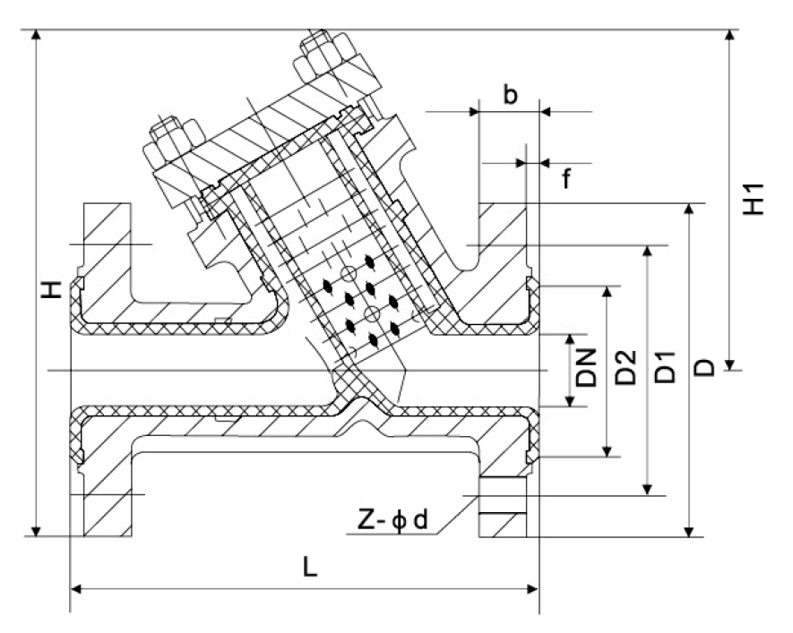 1襯氟Y型過濾器(圖1) 1襯氟(fú)Y型過濾器(圖1)