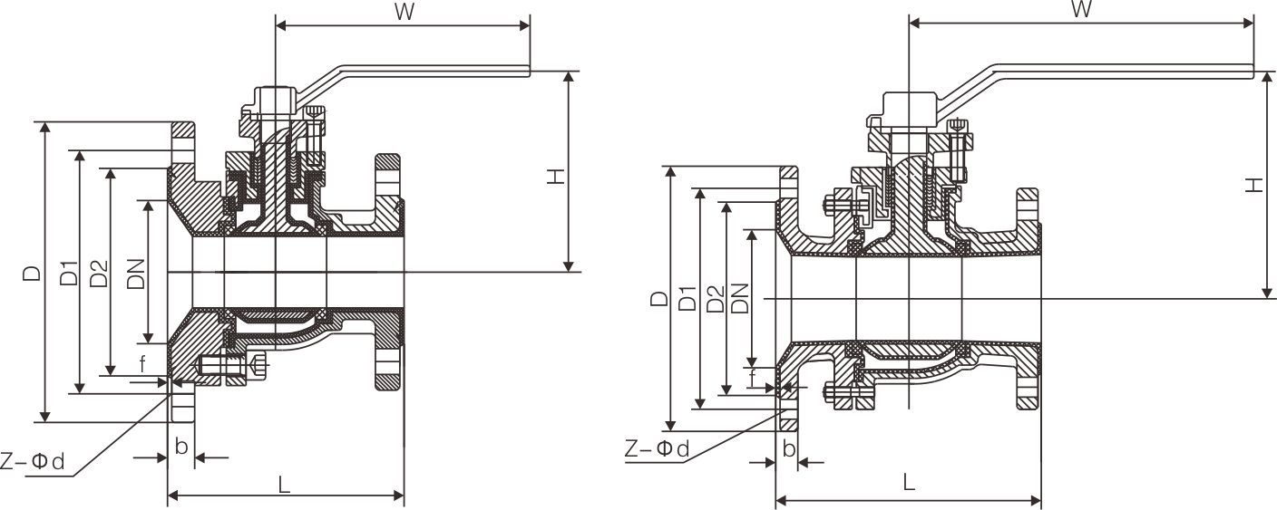 襯氟變徑球閥FQ41F46(圖1) 襯氟變徑球閥FQ41F46(圖1)